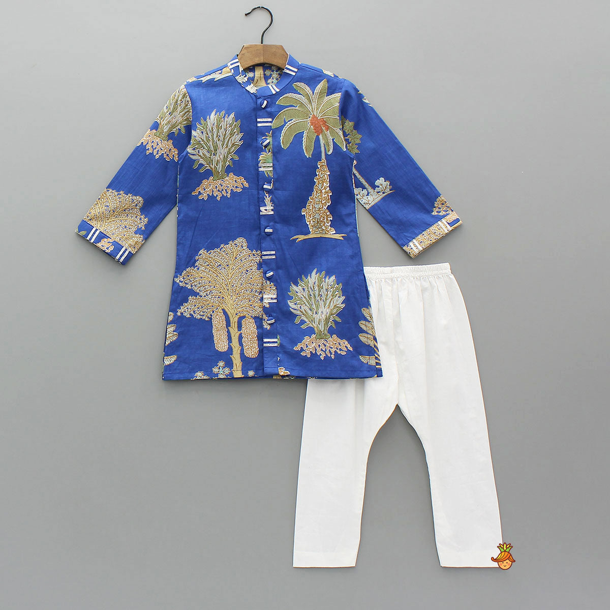 Pre Order: Front Open Printed Kurta With Pyjama