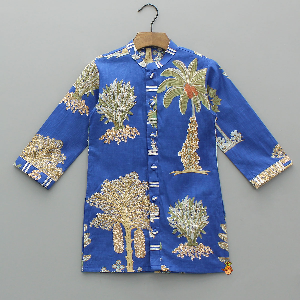 Pre Order: Front Open Printed Kurta With Pyjama