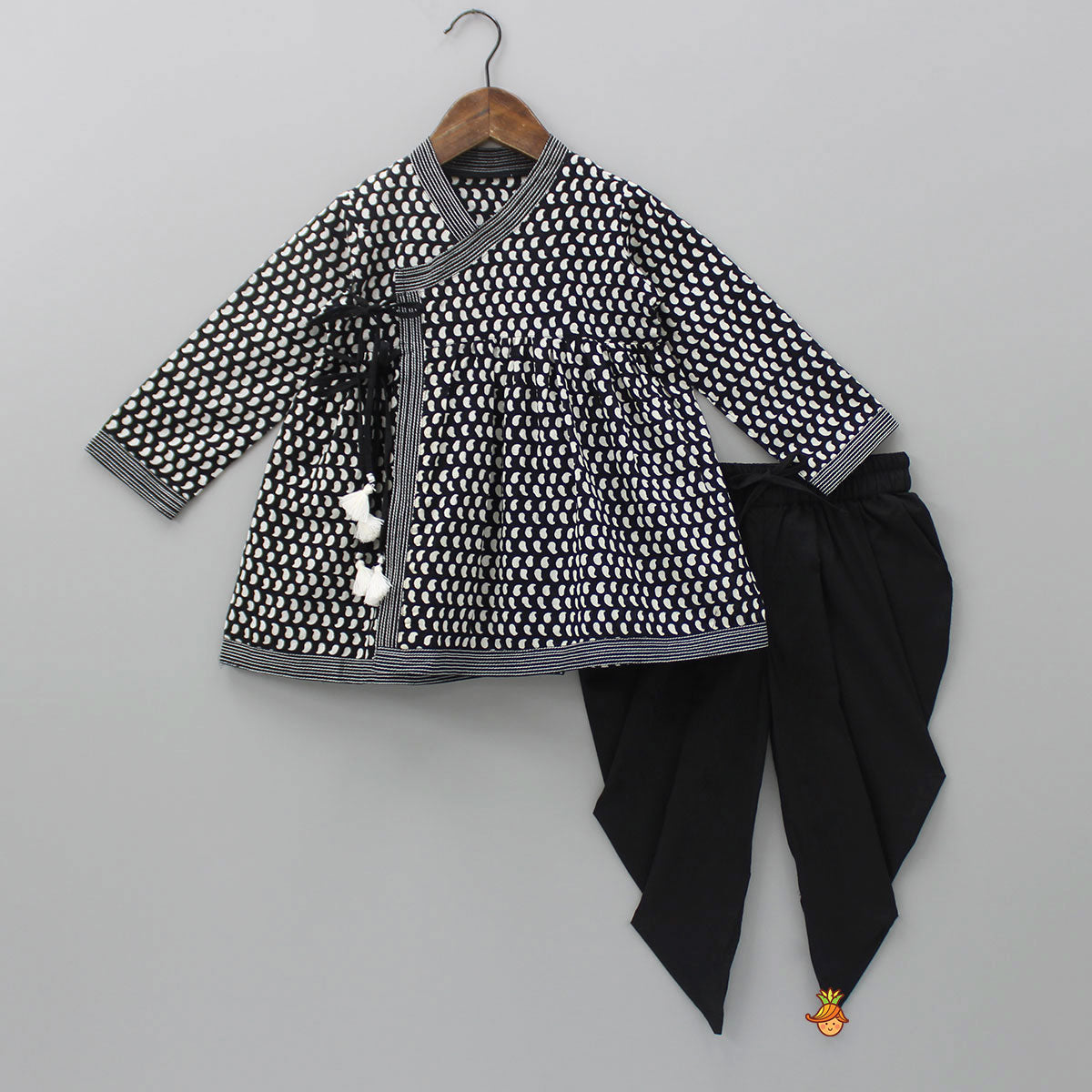 Hand Block Printed Angarkha Kurti With Dhoti