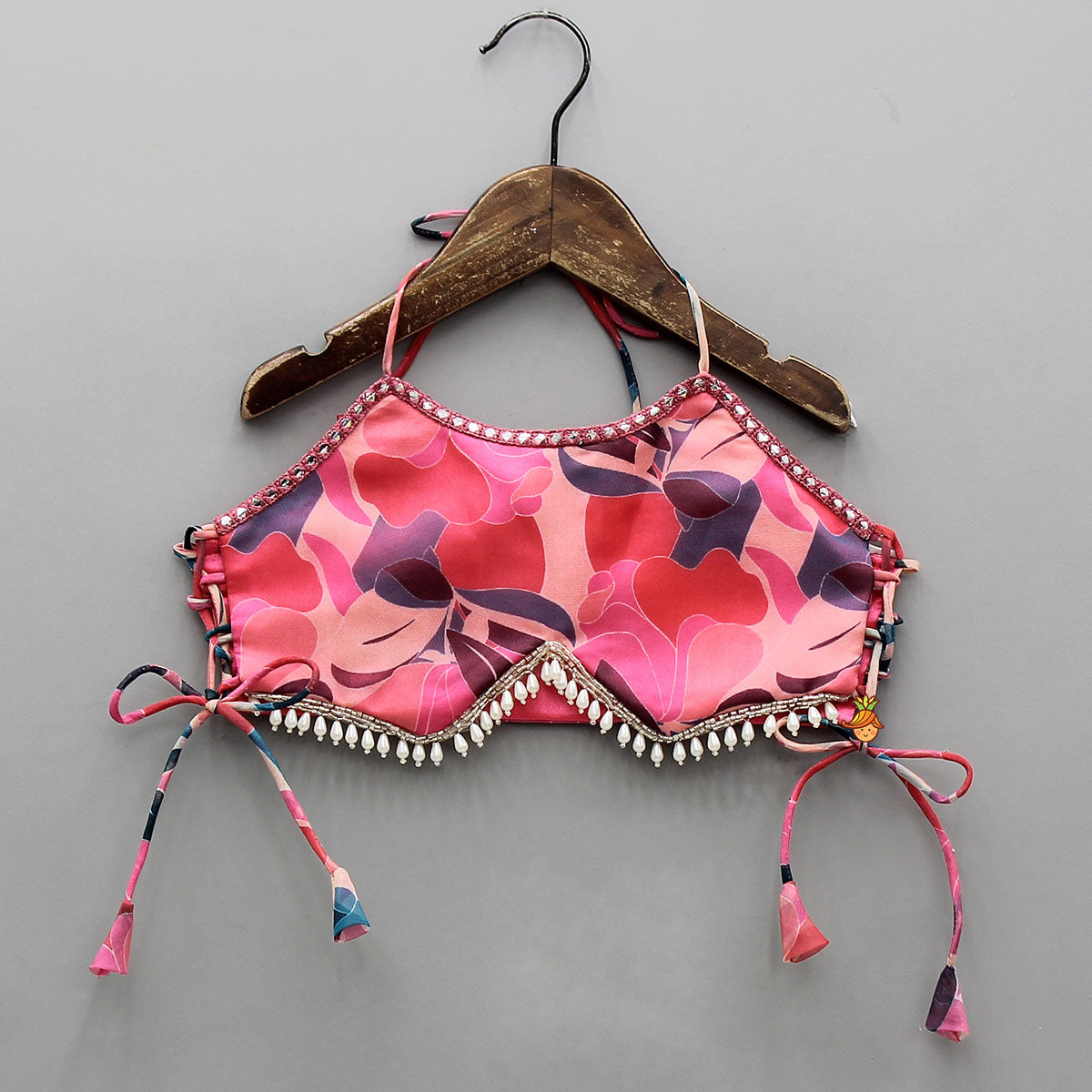 Pre Order: Criss-Cross Side Knot Detail Top With Lehenga