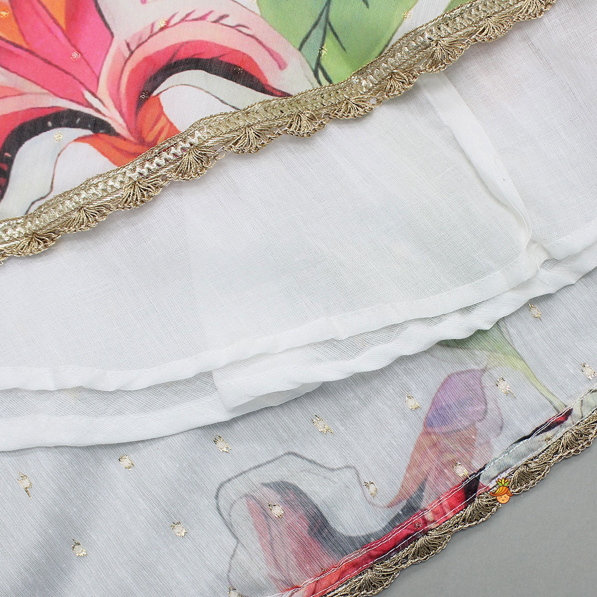 High-Low Printed Top And Lehenga With Dupatta