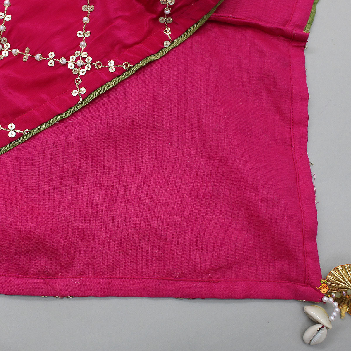 High-Low Checked Embroidered Top With Palazzo