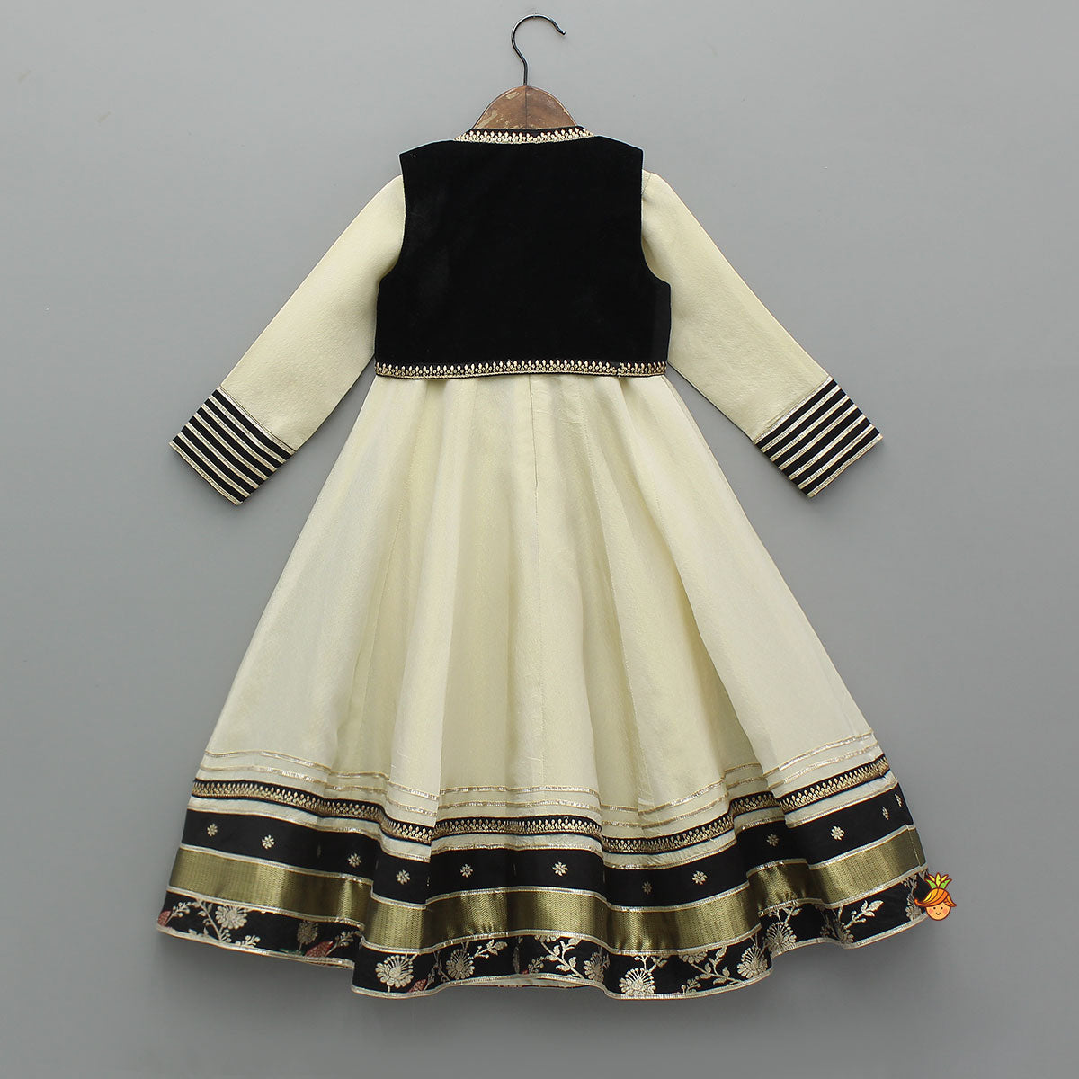 Pre Order: Elegant Anarkali With Front-Open Velvet Jacket