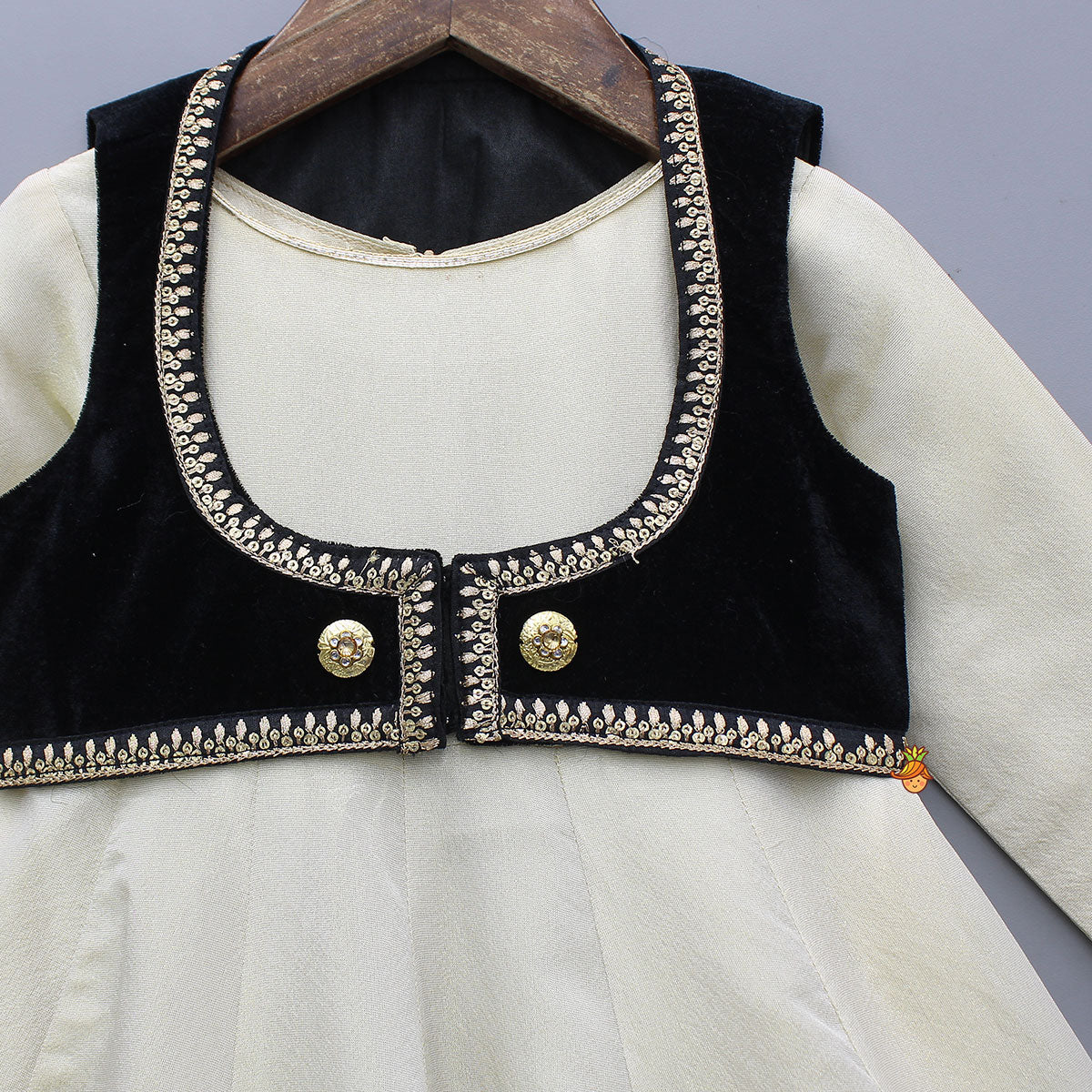 Pre Order: Elegant Anarkali With Front-Open Velvet Jacket