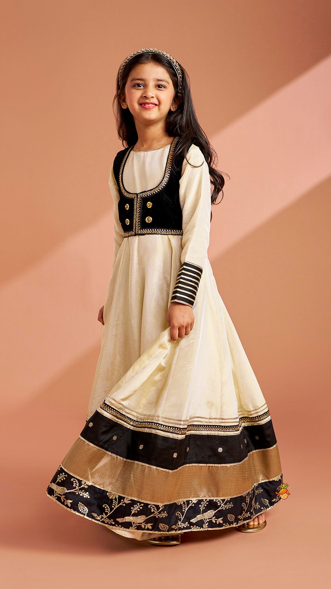 Pre Order: Elegant Shimmery Anarkali With Front-Open Velvet Jacket
