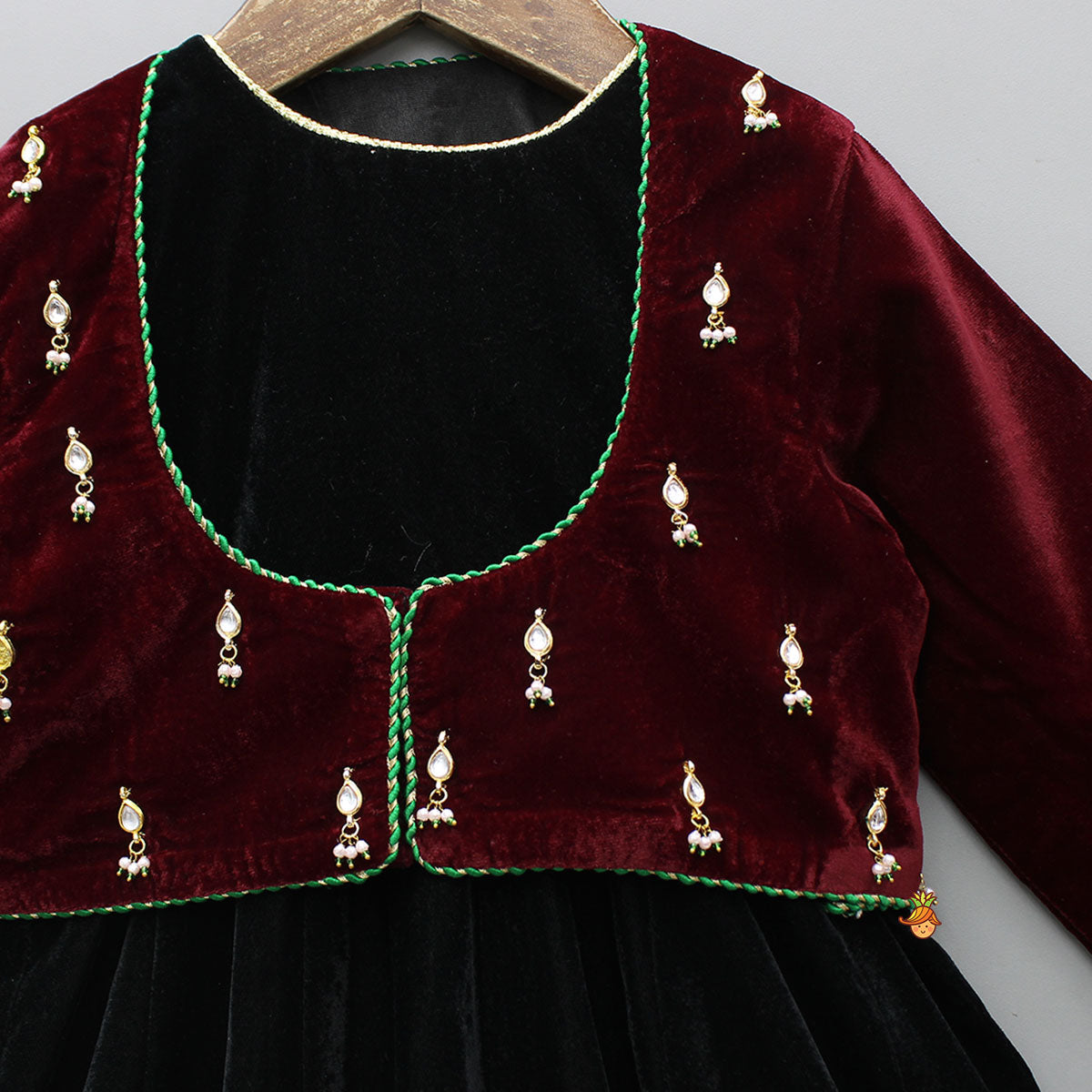 Pre Order: Charming Velvet Anarkali With Front-Open Jacket