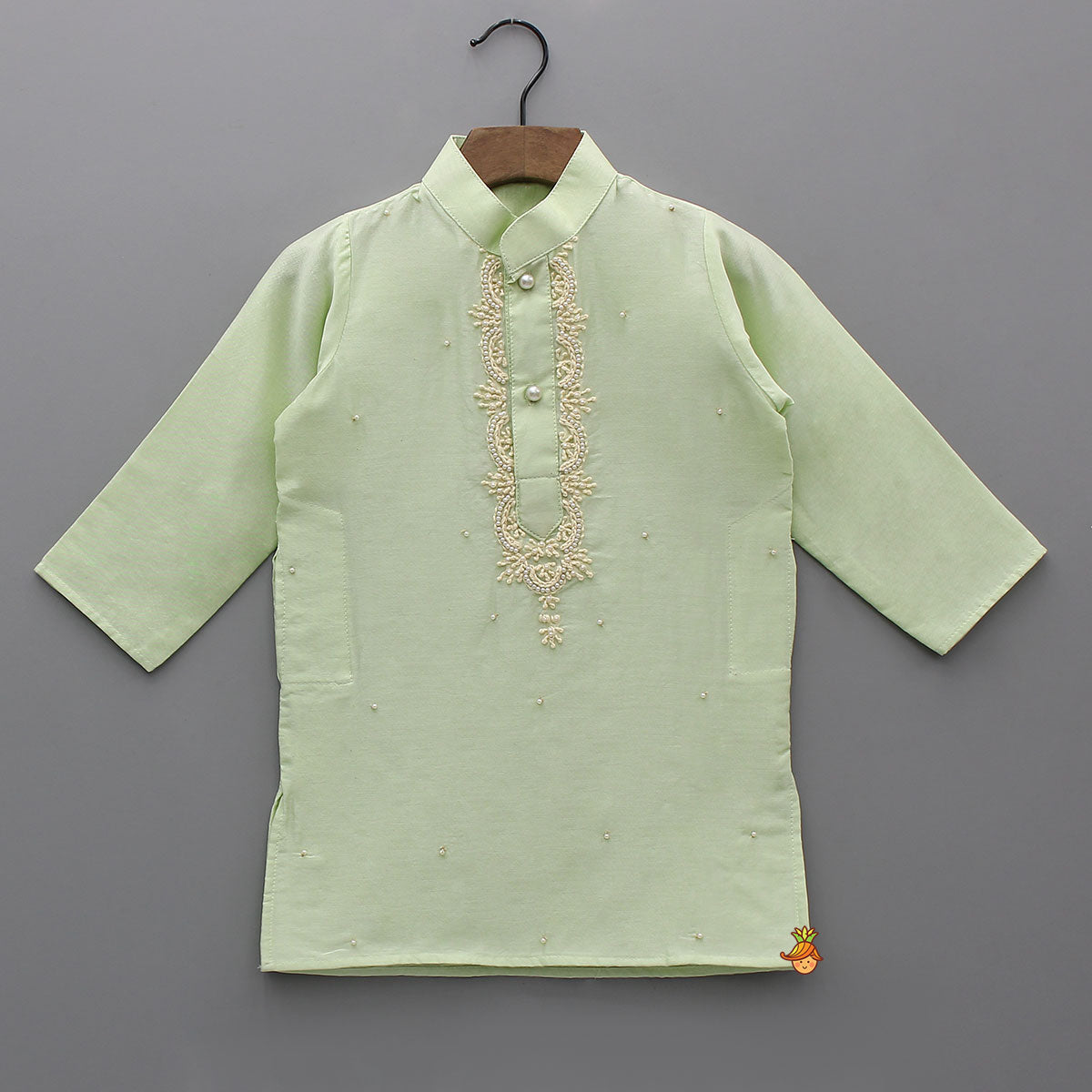 Thread-Detail Front Placket Kurta And Pyjama
