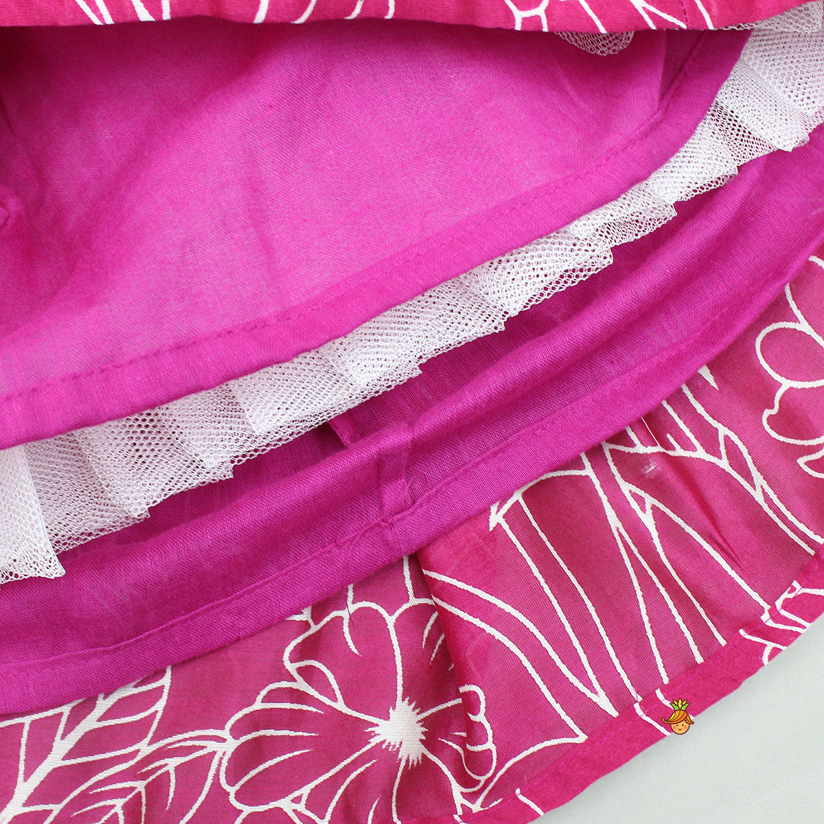 Pre Order: Halter Neck Fringe Detailed Top With Printed Lehenga