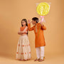 Shimmery Kurta With Embroidered Placket And Pyjama twinning model image 1