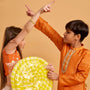 Shimmery Kurta With Embroidered Placket And Pyjama twinning model image 3