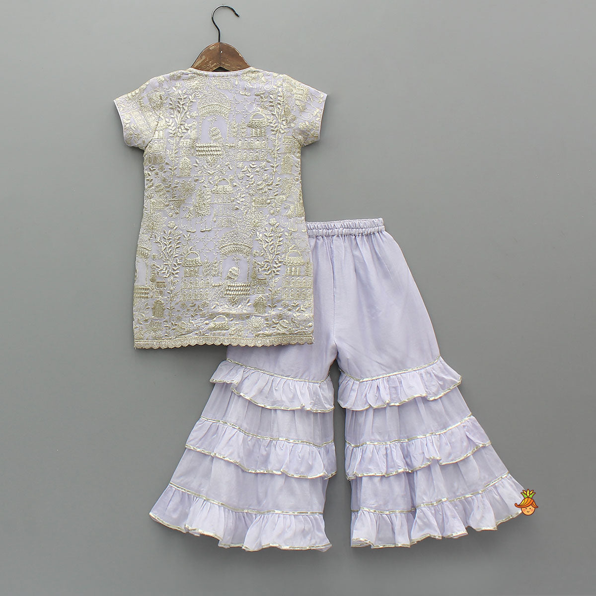 Pre Order: Heavy Embroidered Kurti With Beautiful Layered Sharara And Net Dupatta