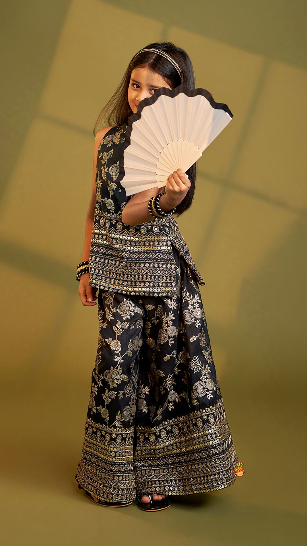 Sequins Embroidered Brocade Kurti And Palazzo