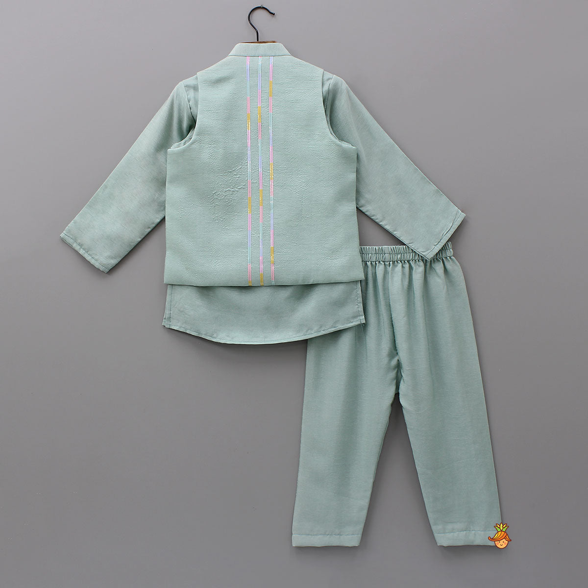 Pre Order: Ethnic Kurta With Lace Work Jacket And Pyjama