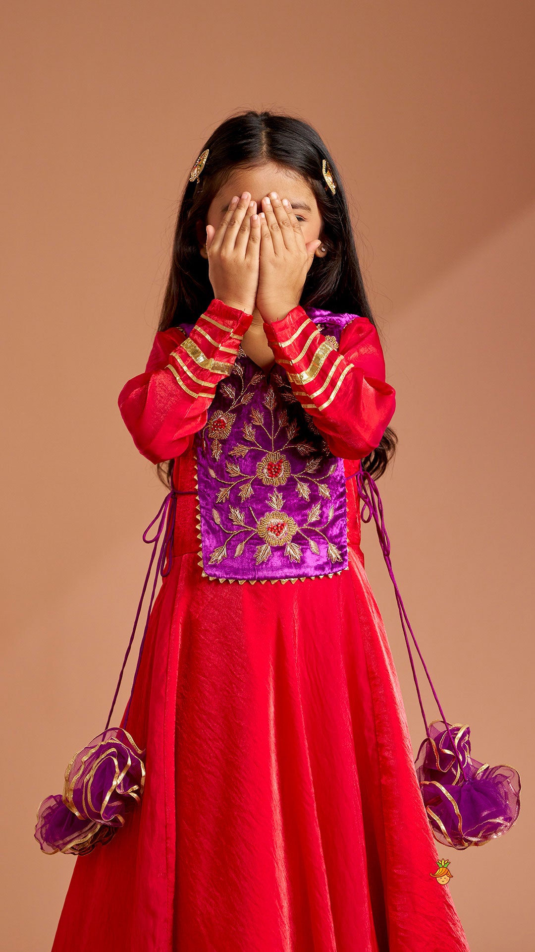 Pre Order: Side Knot Detailed Shiny Flared Anarkali