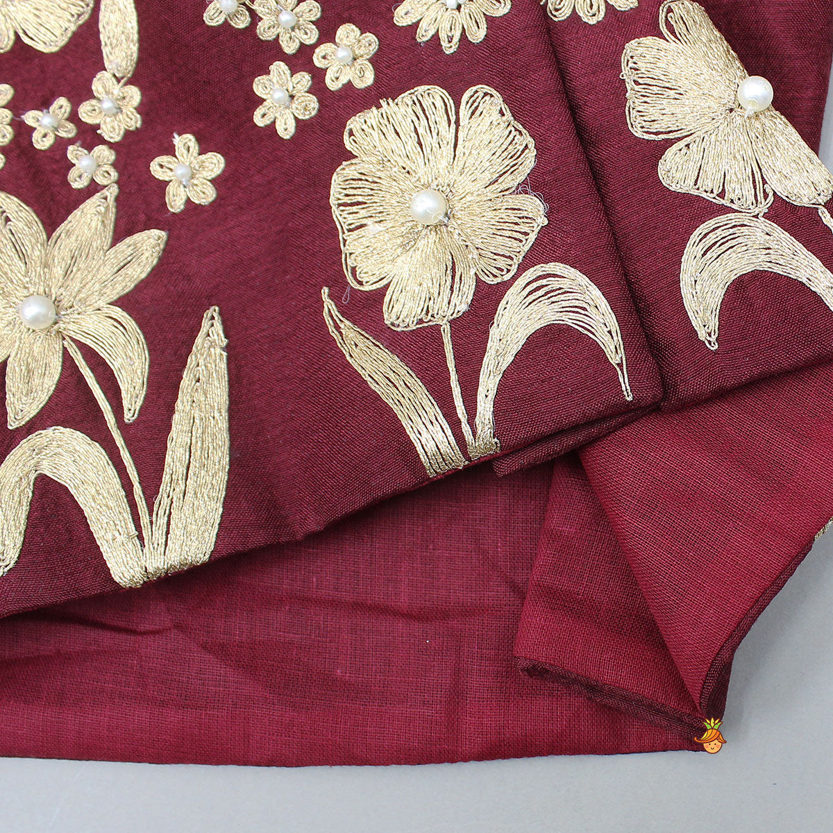 Pre Order: Zari Floral Embroidered Jacket-Style Top And Lehenga