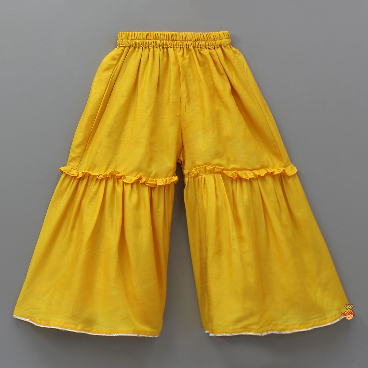 Pre Order: Flared Sleeves Top And Sharara With Net Dupatta