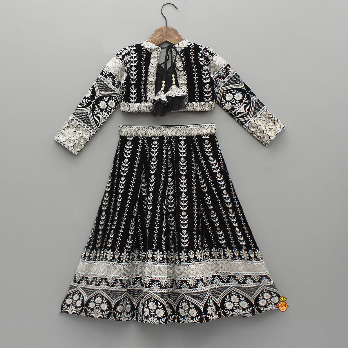 Pre Order: Gorgeous Top And Heavy Thread-Embroidered Velvet Lehenga With Matching Dupatta