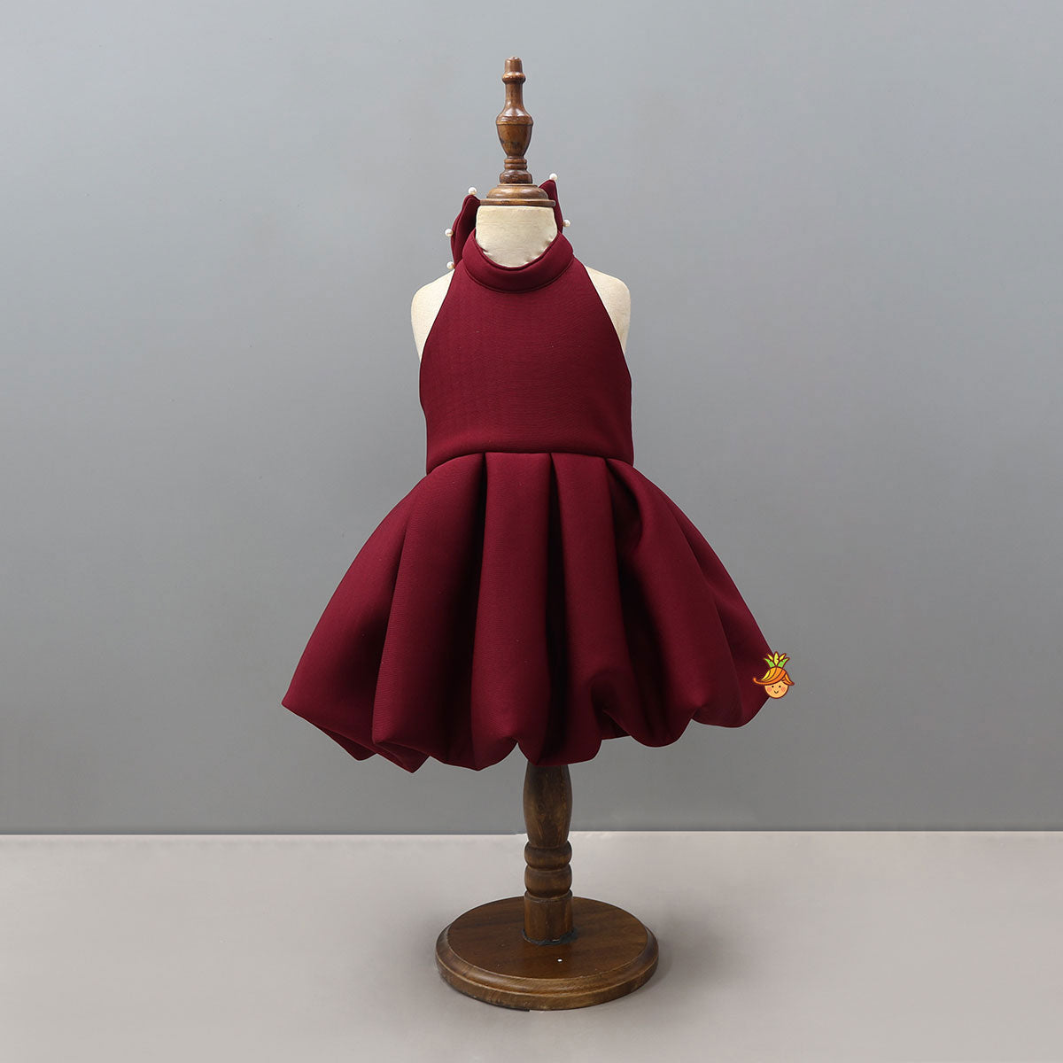 Halter-Neck Balloon Dress With Bow Detailing
