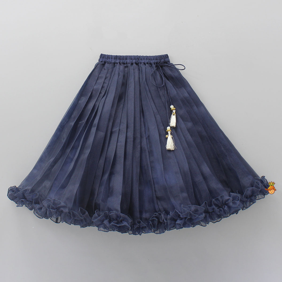 Pre Order: Front-Open Thread Embroidered Top And Pleated Lehenga