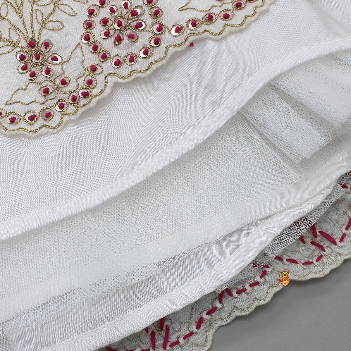 Pre Order: Pleated Neckline Heavily Embroidered Top With Lehenga