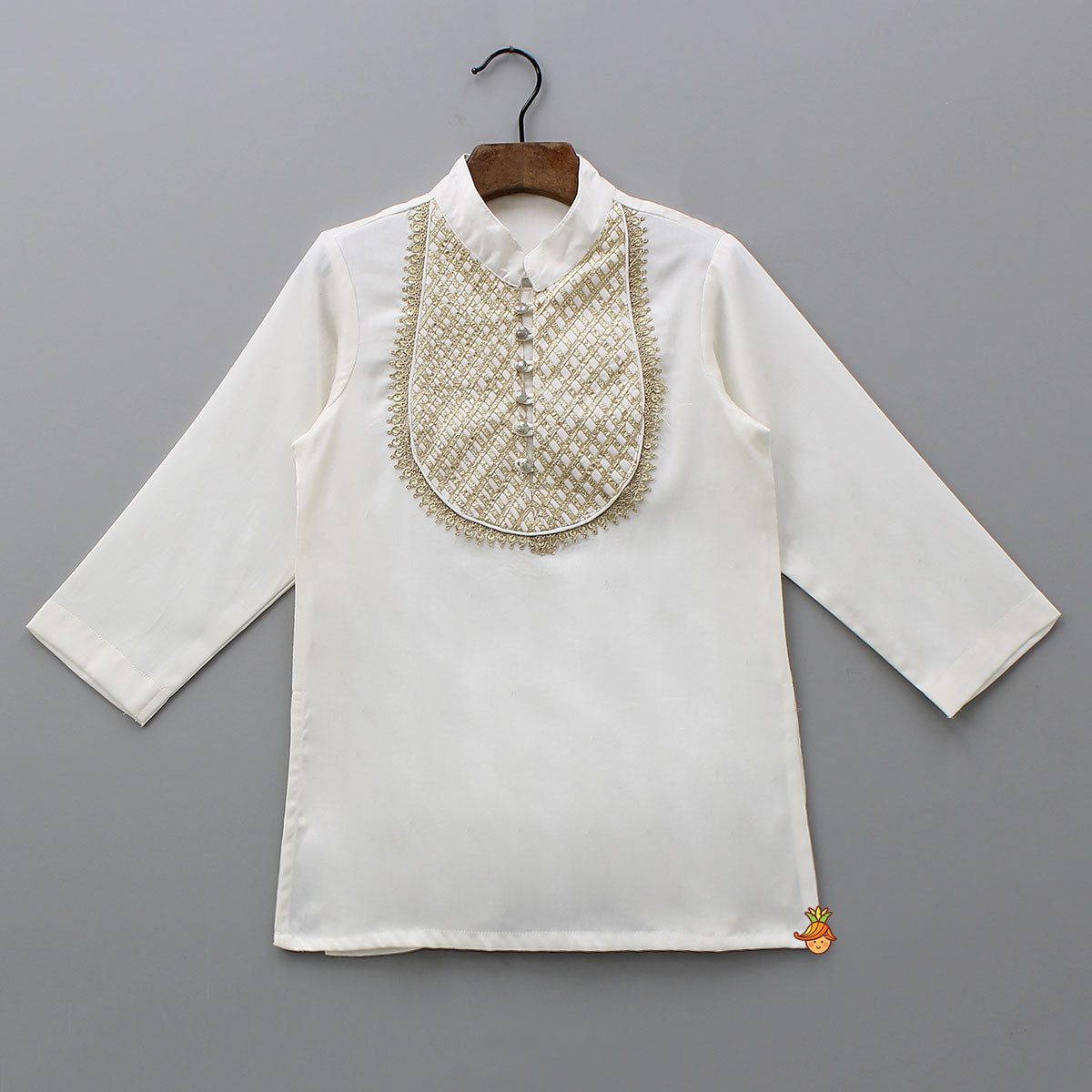 Pre Order: Lace Detailed Yoke Kurta And Pyjama