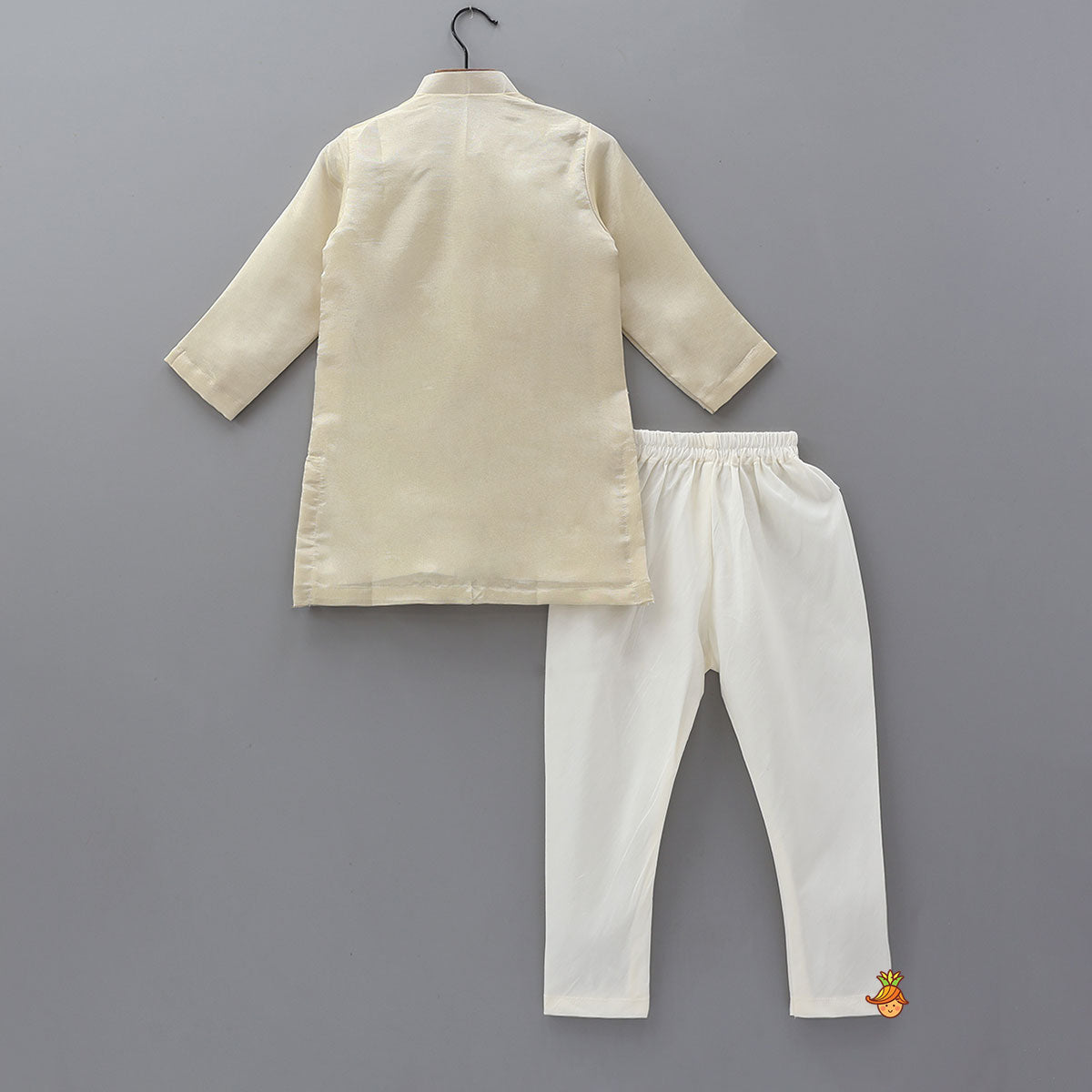 Pre Order: Embroidered Front Placket Shimmery Kurta With Churidar