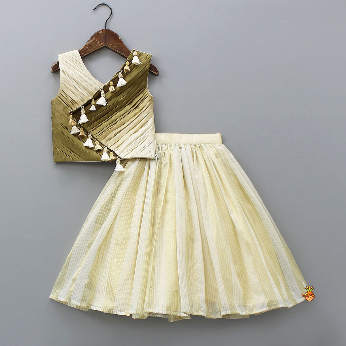 Fringe Embellished Top And Lehenga