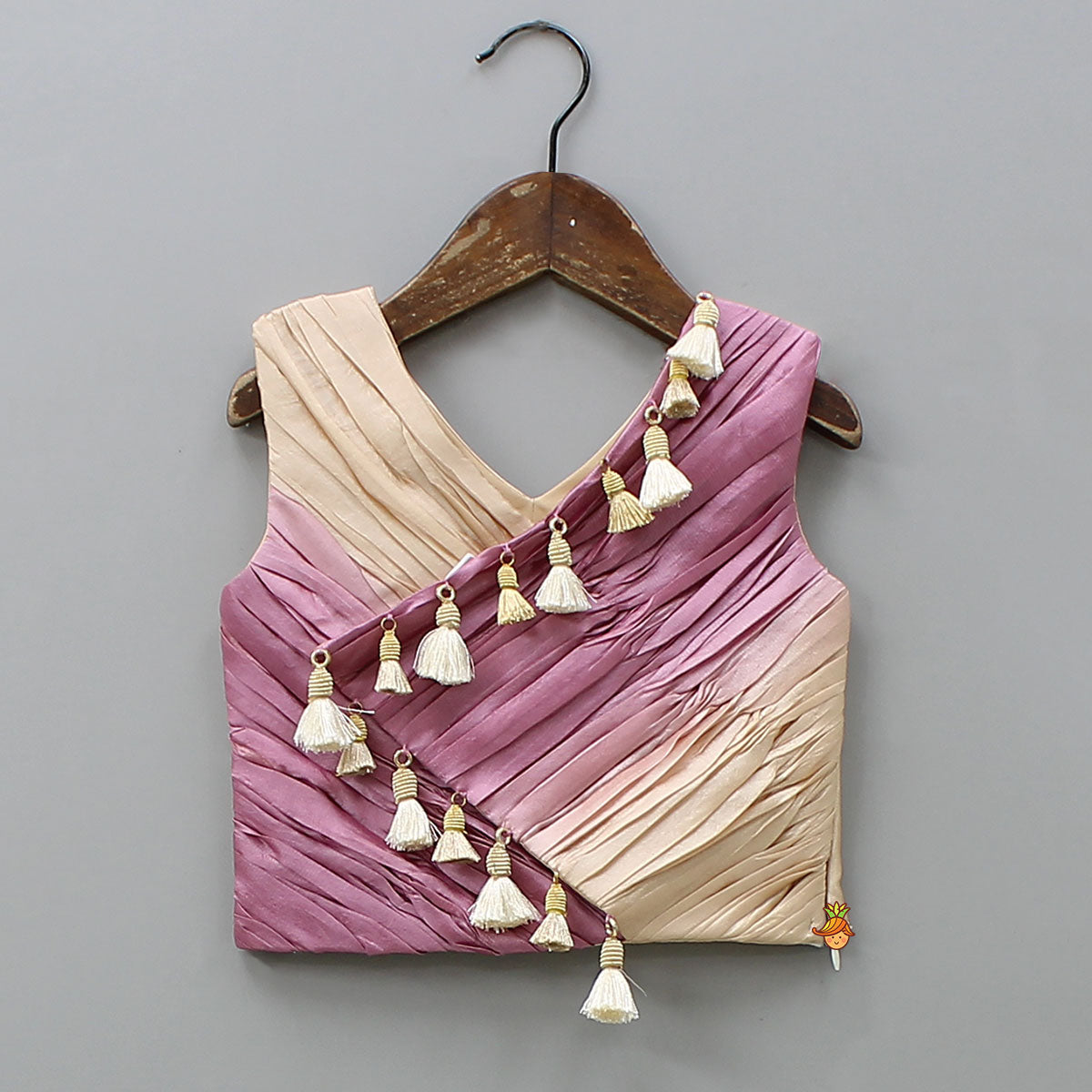 Fringe Embellished Dual-Tone Top And Lehenga