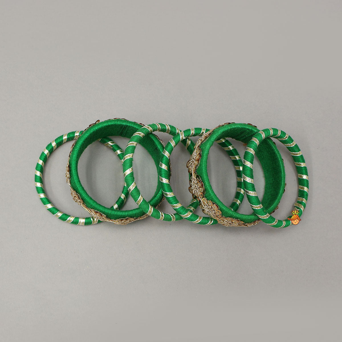 Floral Sequins-Detailed Thread Bangles