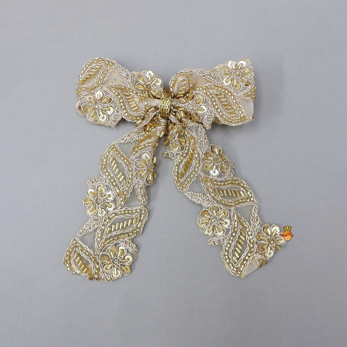 Intricate Embroidered Bow Hair Clip