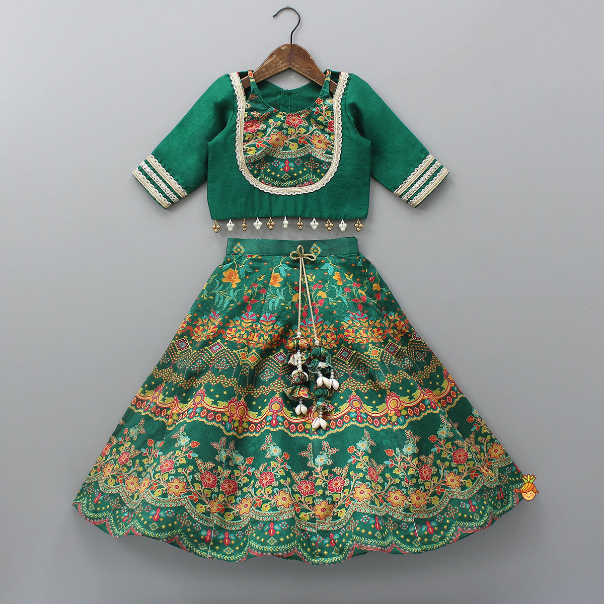 Pre Order: Stunning Printed Yoke Top And Lehenga