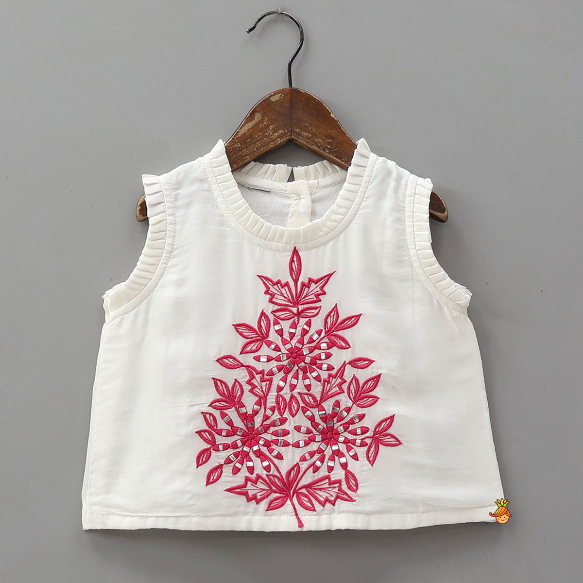 Pre Order: Pleated-Neckline Cape Top And Mirror-Work Palazzo