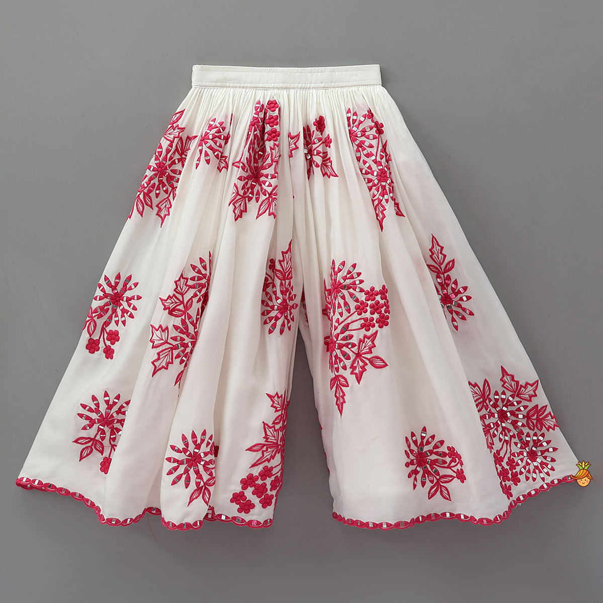 Pre Order: Pleated-Neckline Cape Top And Mirror-Work Palazzo