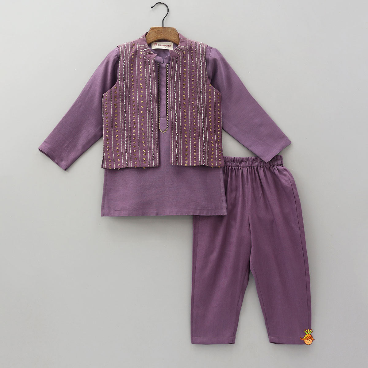 Pre Order: Elegant Kurta With Hand-Sequins Embroidered Jacket And Pyjama