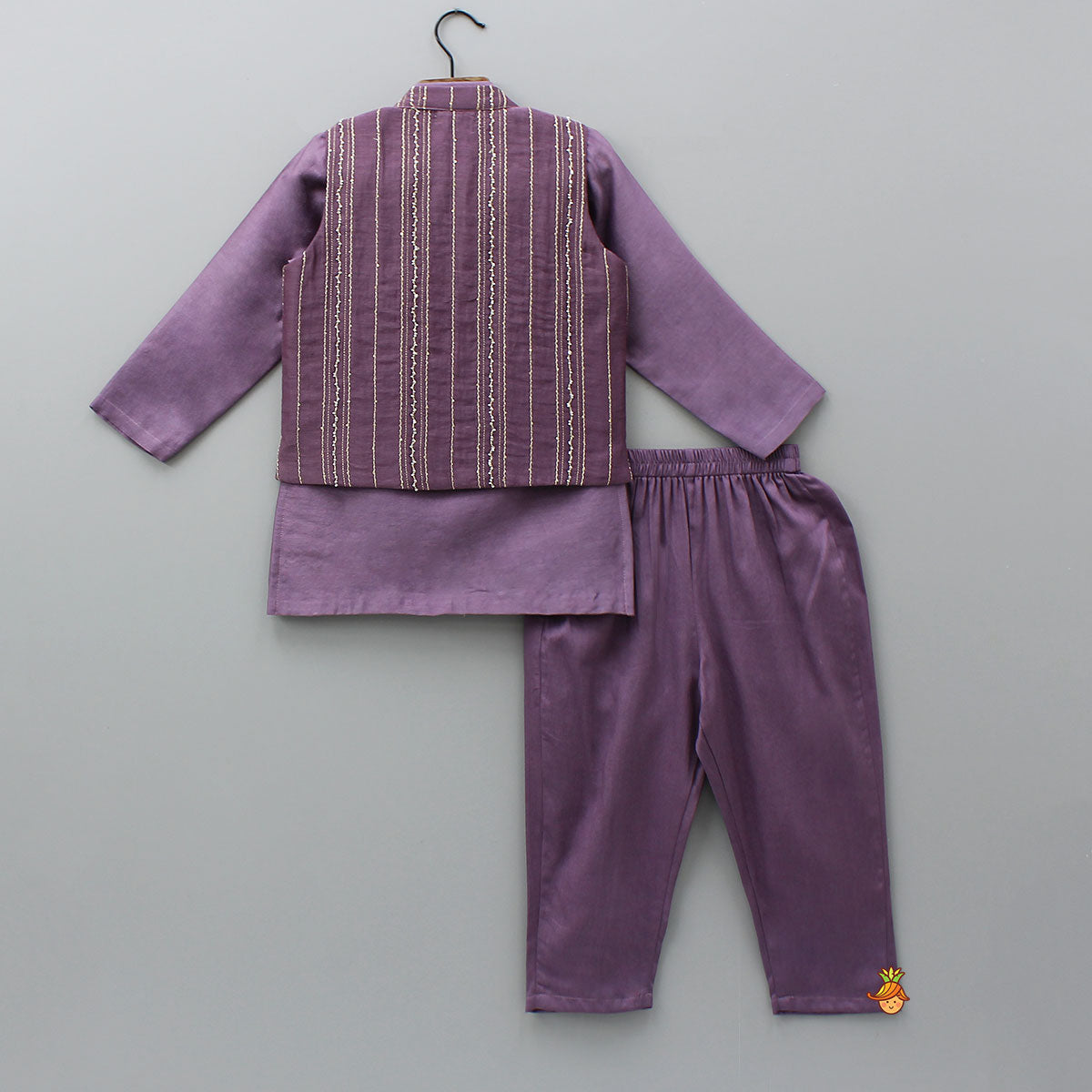 Pre Order: Elegant Kurta With Hand-Sequins Embroidered Jacket And Pyjama