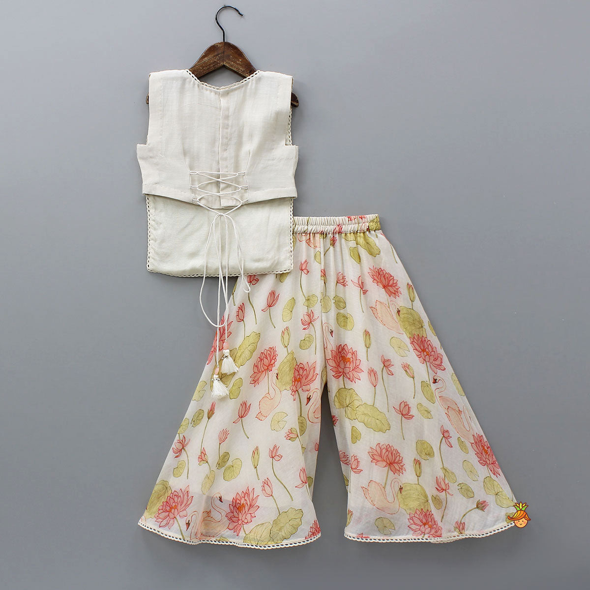 Pre Order: Swarn Motif Embroidered Asymmetric Top And Palazzo