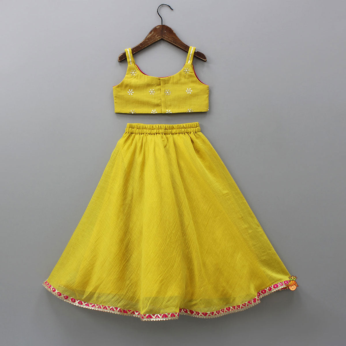 Pre Order: Strappy Crop Top And Flap Lehenga