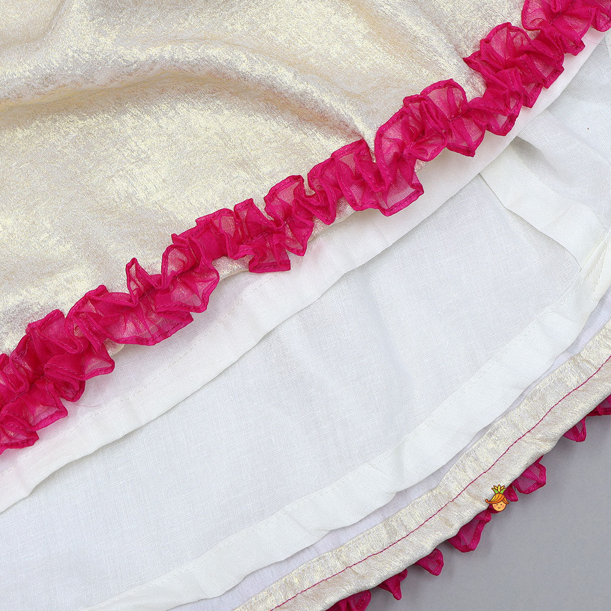 Pre Order: Back Knot Detail Top And Shimmery Lehenga