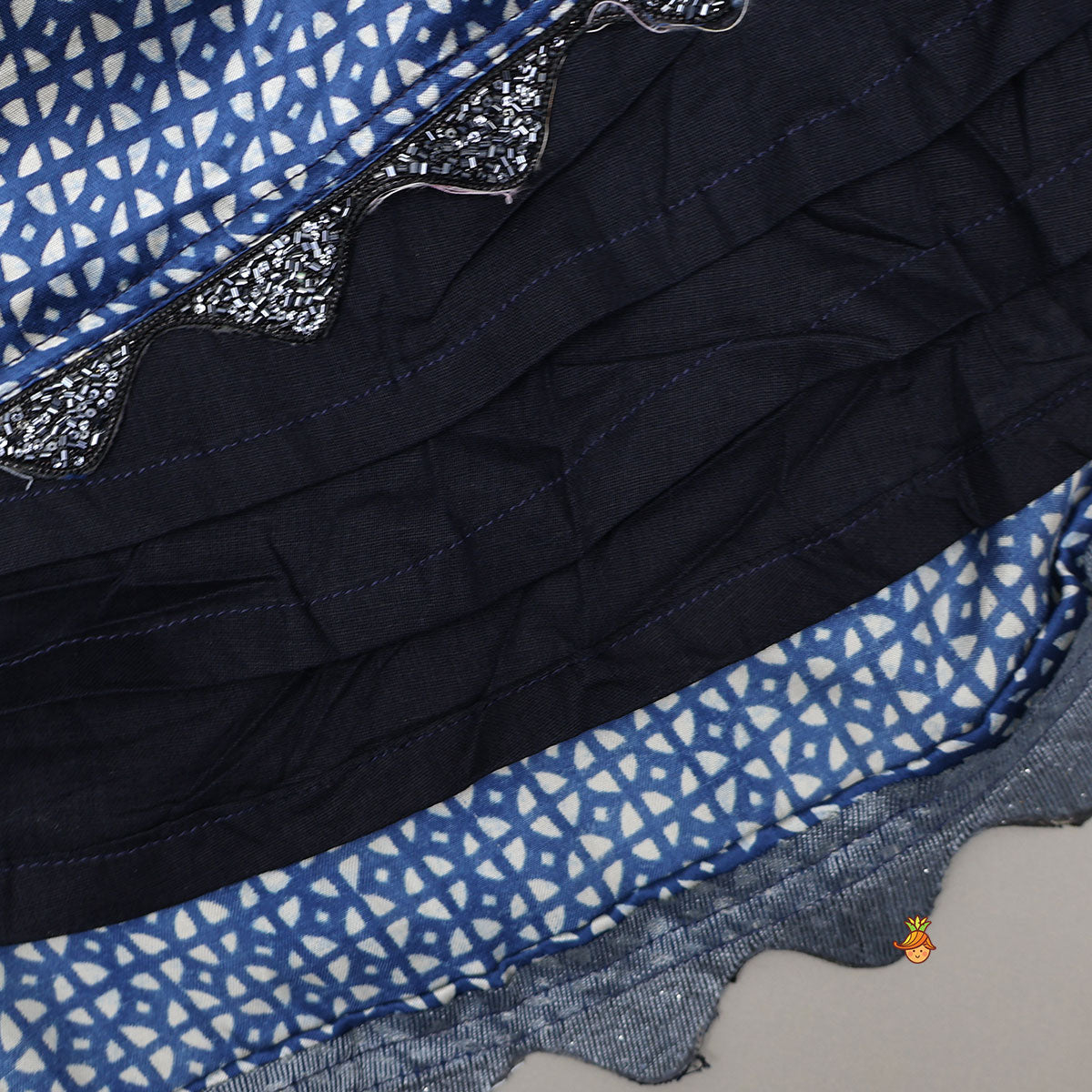 Pre Order: One Shoulder Drape Top With Lehenga