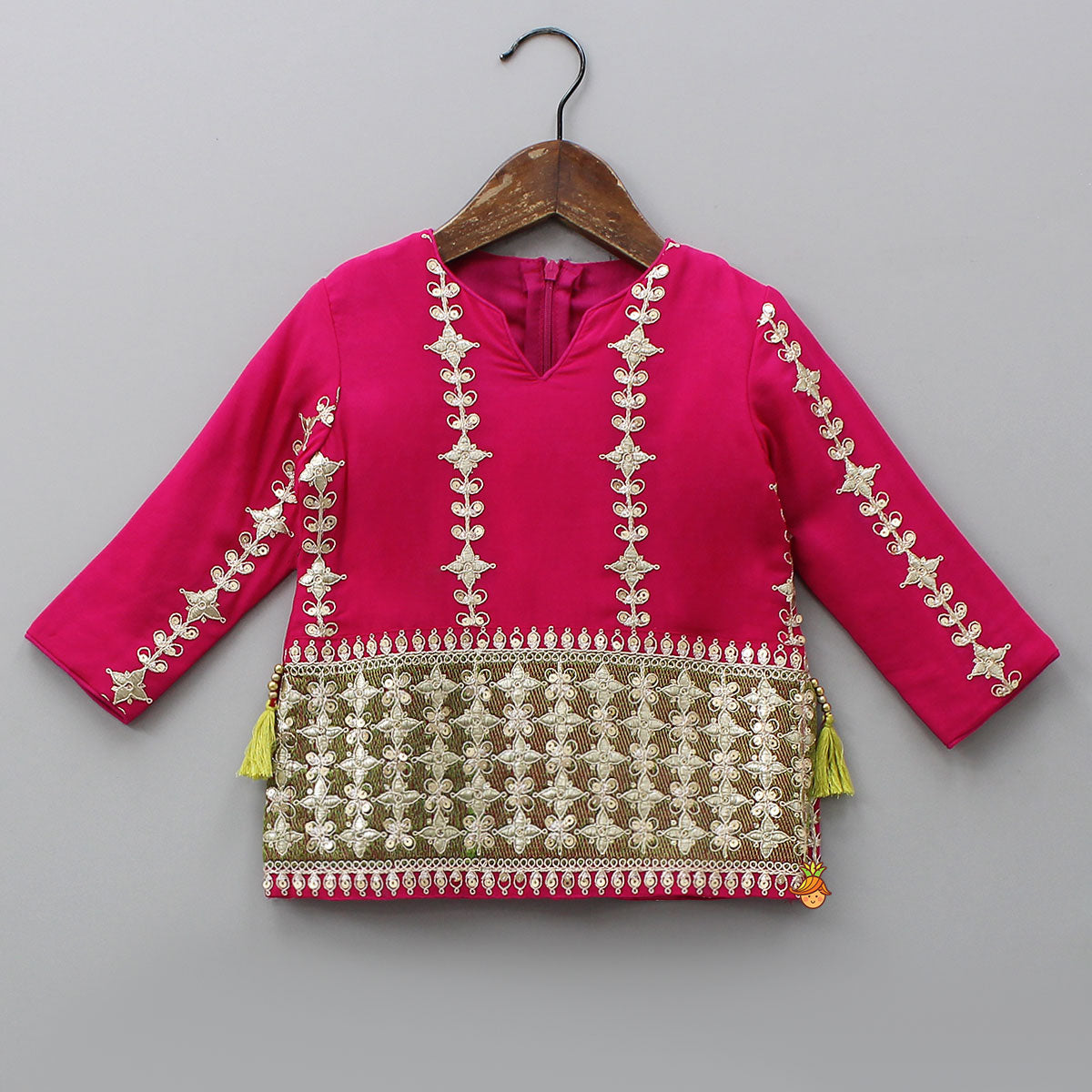 Charming Top And Heavily Embroidered Palazzo With Organza Dupatta