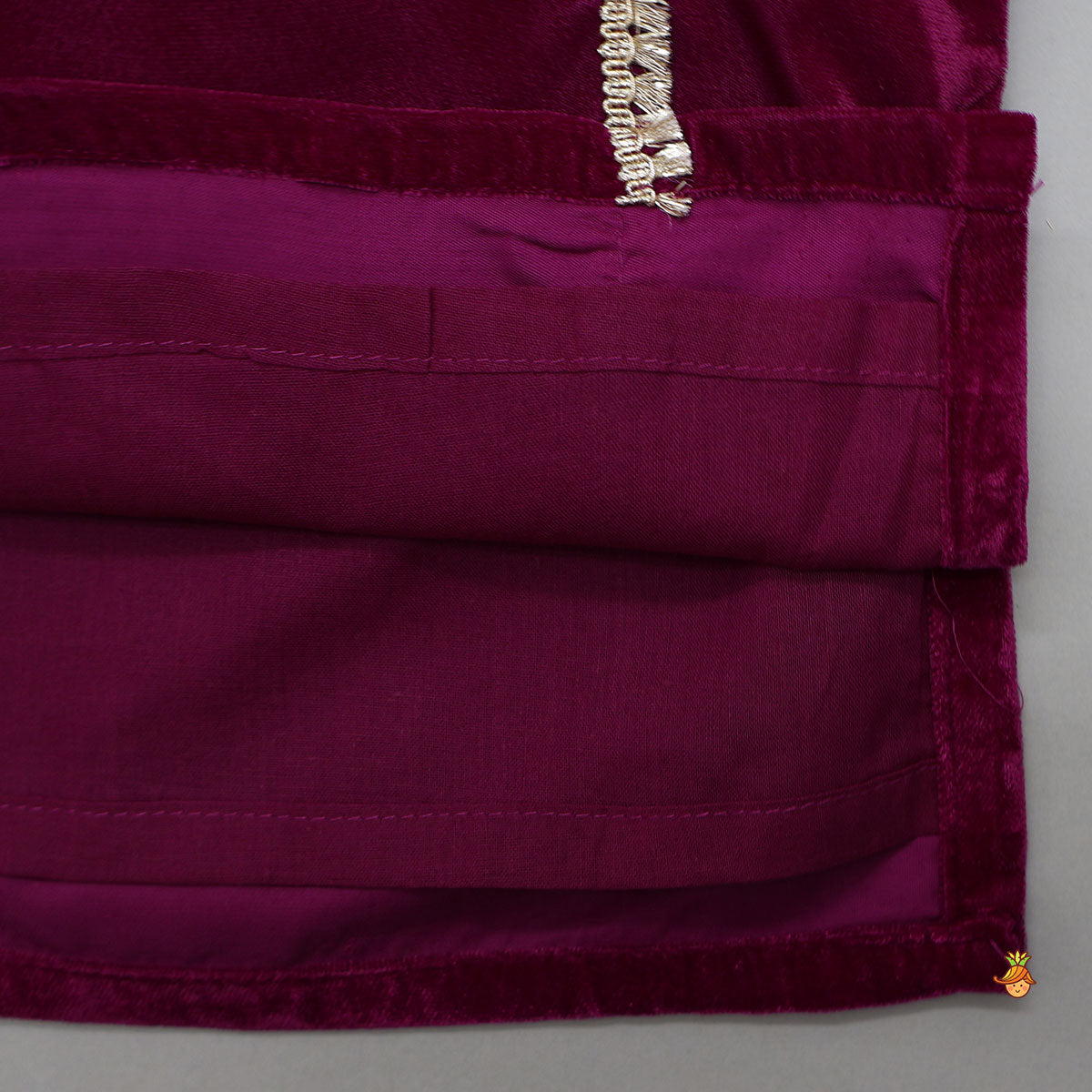 Pre Order: Fringed Lace-Detailed Velvet Kurta With Pyjama