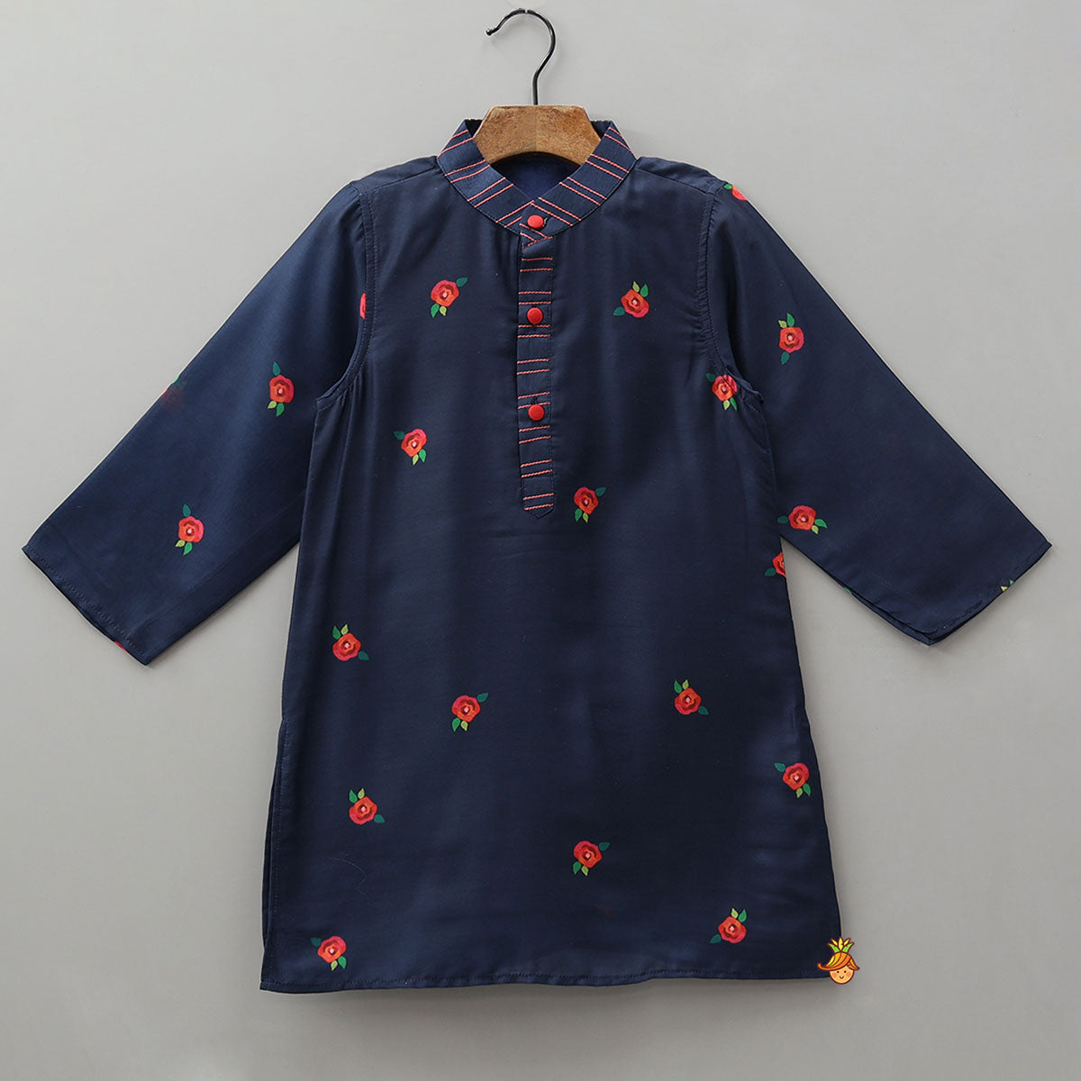 Pre Order: Tiny Floral Printed Kurta With Jacket And Pyjama