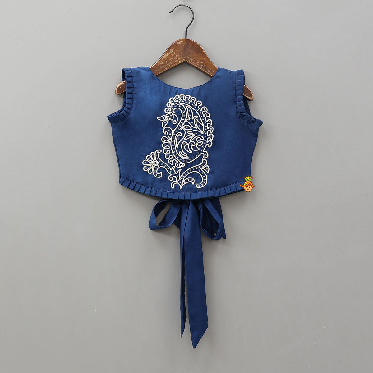 Pre Order: Dual Back Knot Detail Top And Tassels Enhanced Lehenga