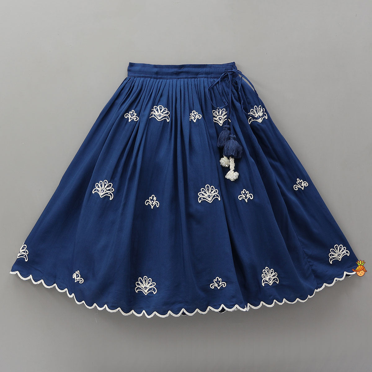 Pre Order: Dual Back Knot Detail Top And Tassels Enhanced Lehenga