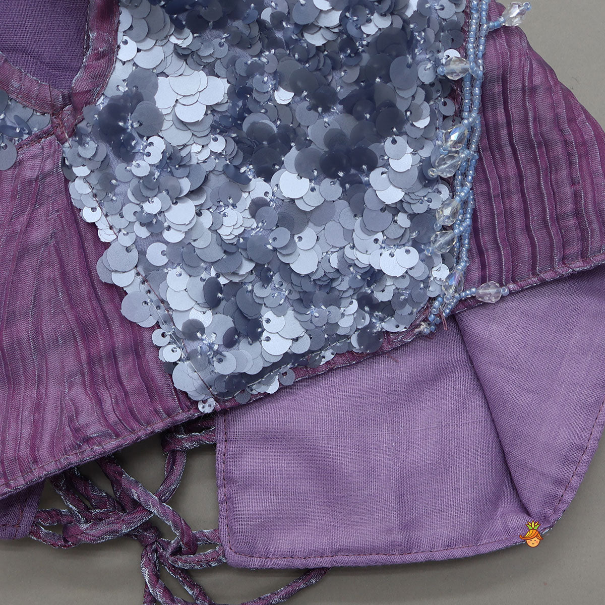 Pre Order: Beautiful Sequin One Shoulder Top With Crushed Layered Sheen Lehenga