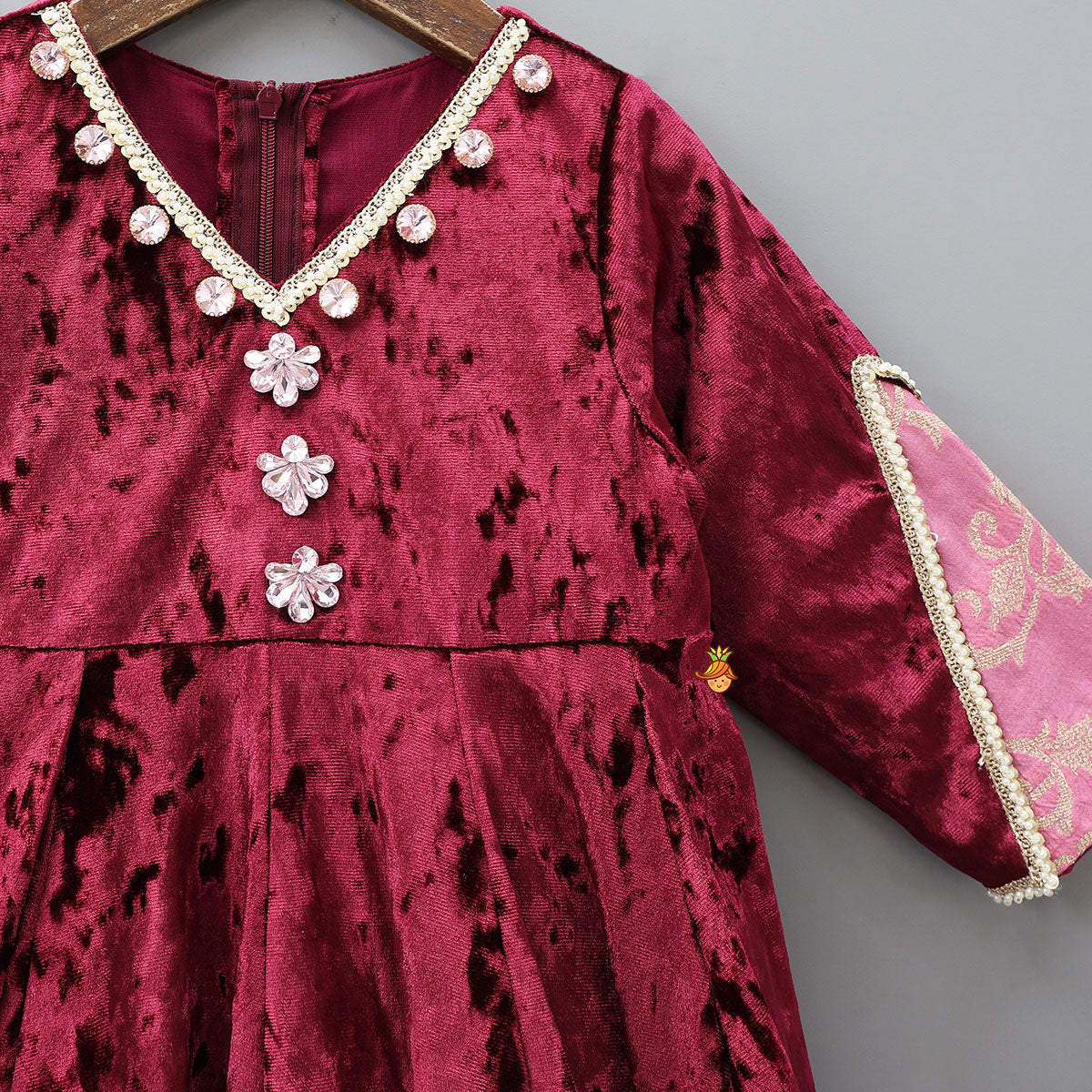 Pre Order: Velvet V-Neck Dual Tone Anarkali