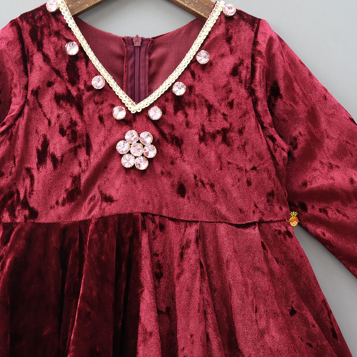 Pre Order: Velvet V-Neck Dual Tone Anarkali