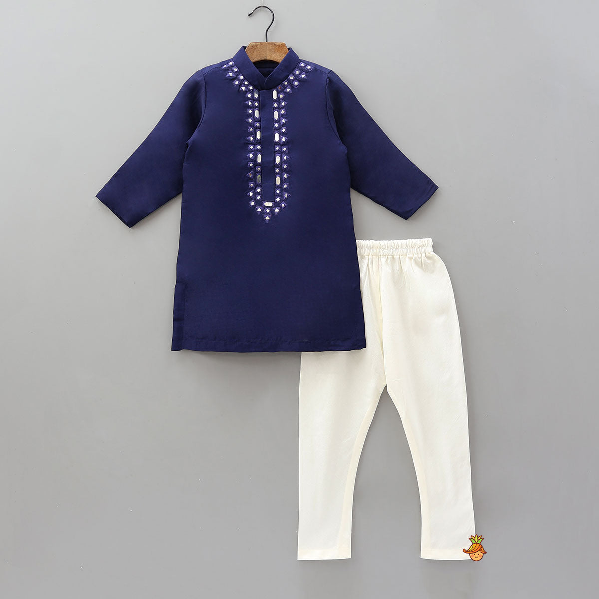 Pre Order: Embroidered Front Placket Ethnic Kurta With Churidar