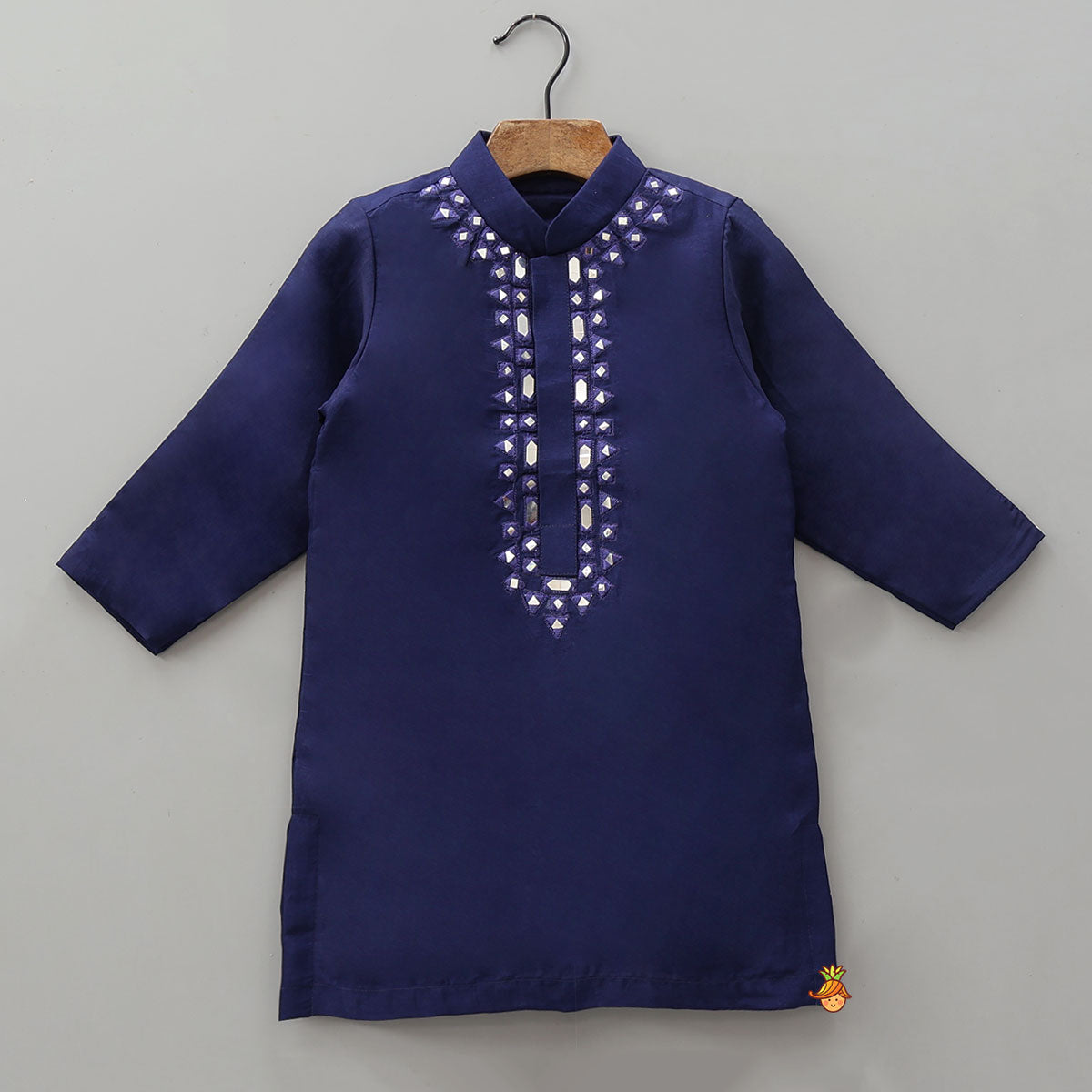 Pre Order: Embroidered Front Placket Ethnic Kurta With Churidar