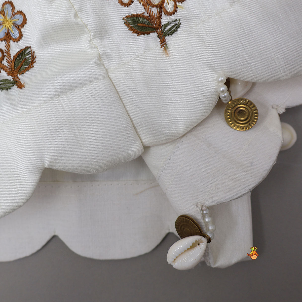 Pre Order: Front-Open Floral Embroidered Top With Lehenga